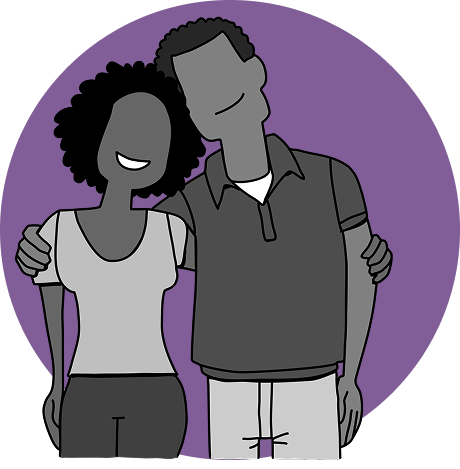 Ilustración de una pareja abrazada