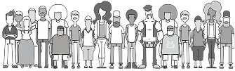 Ilustración de un grupo diverso de personas