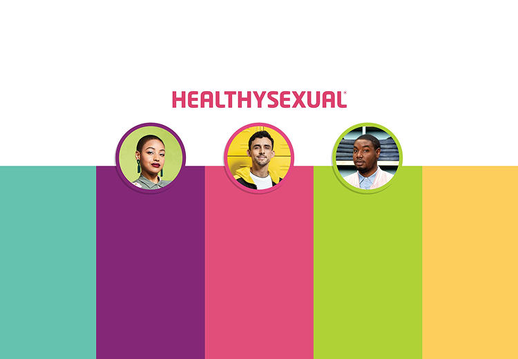 Gráfico de HealthySexual con perfiles de personas sobre bloques de colores