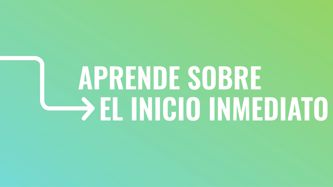 Imagen de video con el texto “Aprende sobre el inicio inmediato” sobre tratamiento para el VIH