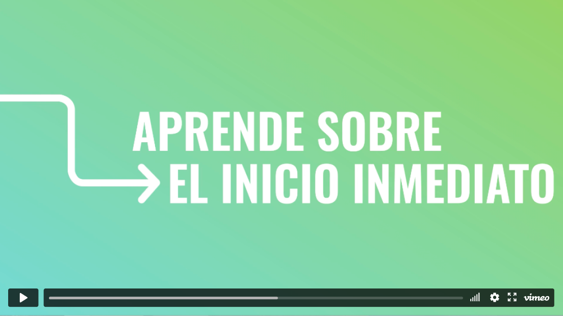 Imagen de video con el texto “Aprende sobre el inicio inmediato” sobre tratamiento para el VIH